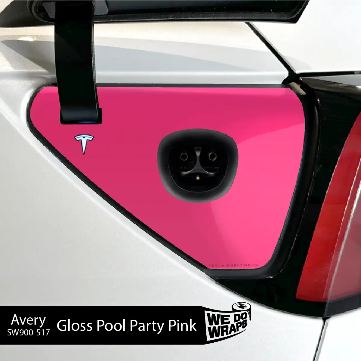 Avery Gloss Pool Party Pink Tesla Charge Port Wrap | Model 3