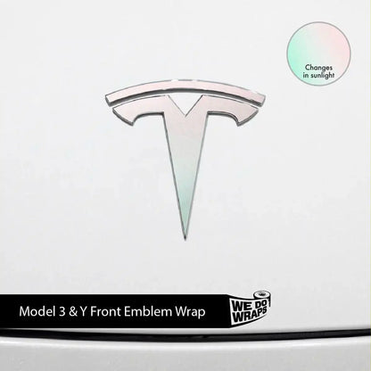 KPMF Matte Aurora Pearl Tesla Emblem Decals (Front + Back) | Model Y