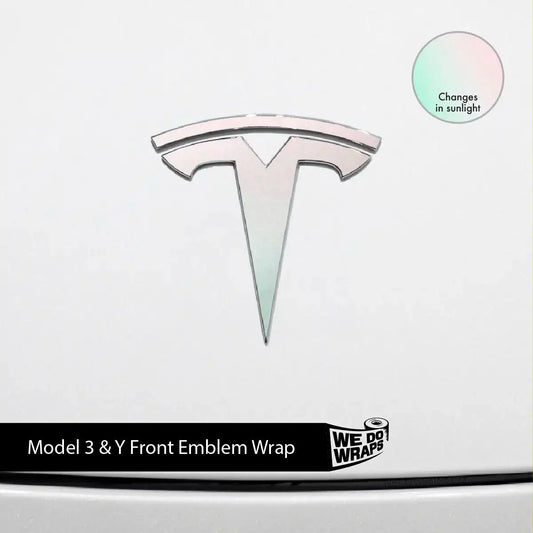 KPMF Matte Aurora Pearl Tesla Emblem Decals (Front + Back) | Model Y