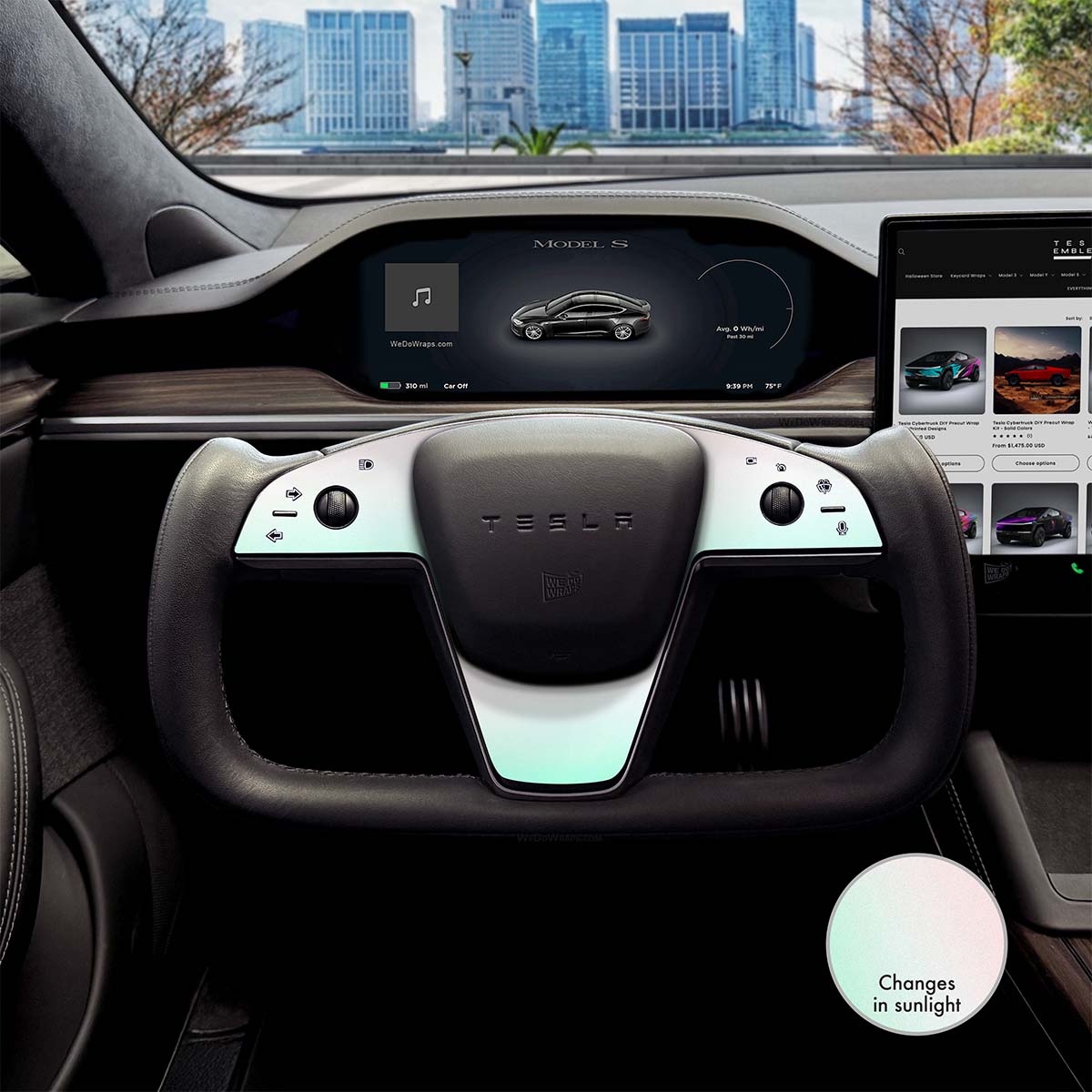 KPMF Matte Aurora Pearl Tesla Steering Wheel Trim Decal Kit (3pcs) | Model X ’21-26