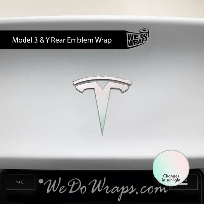 KPMF Matte Aurora Pearl Tesla Emblem Decals (Front + Back) | Model Y