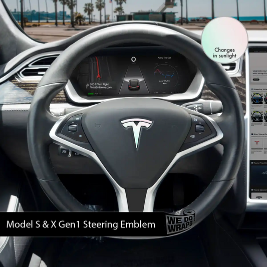 KPMF Matte Aurora Pearl Tesla Steering Wheel Emblem Decal | Model X