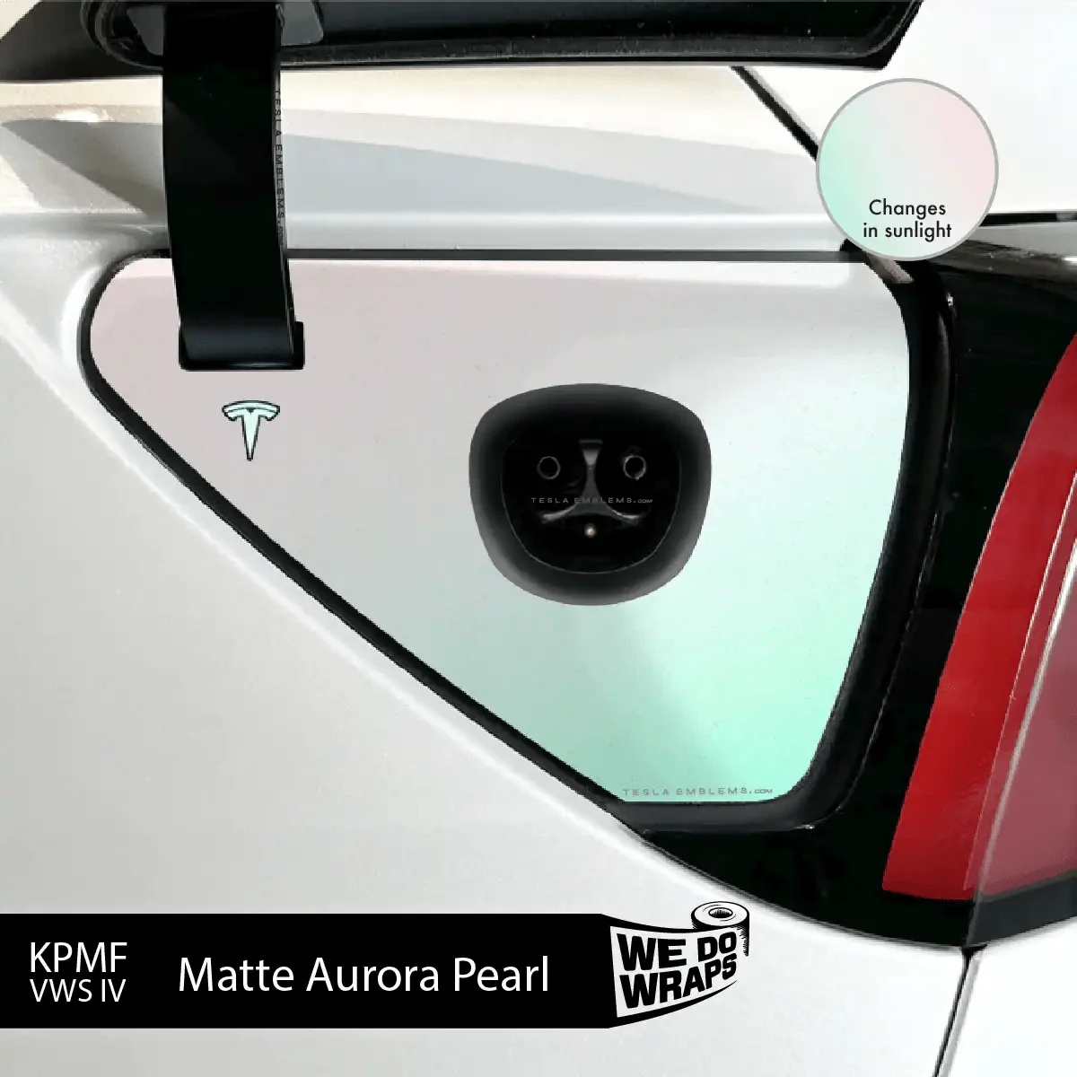 KPMF Matte Aurora Pearl Tesla Charge Port Wrap | Model 3