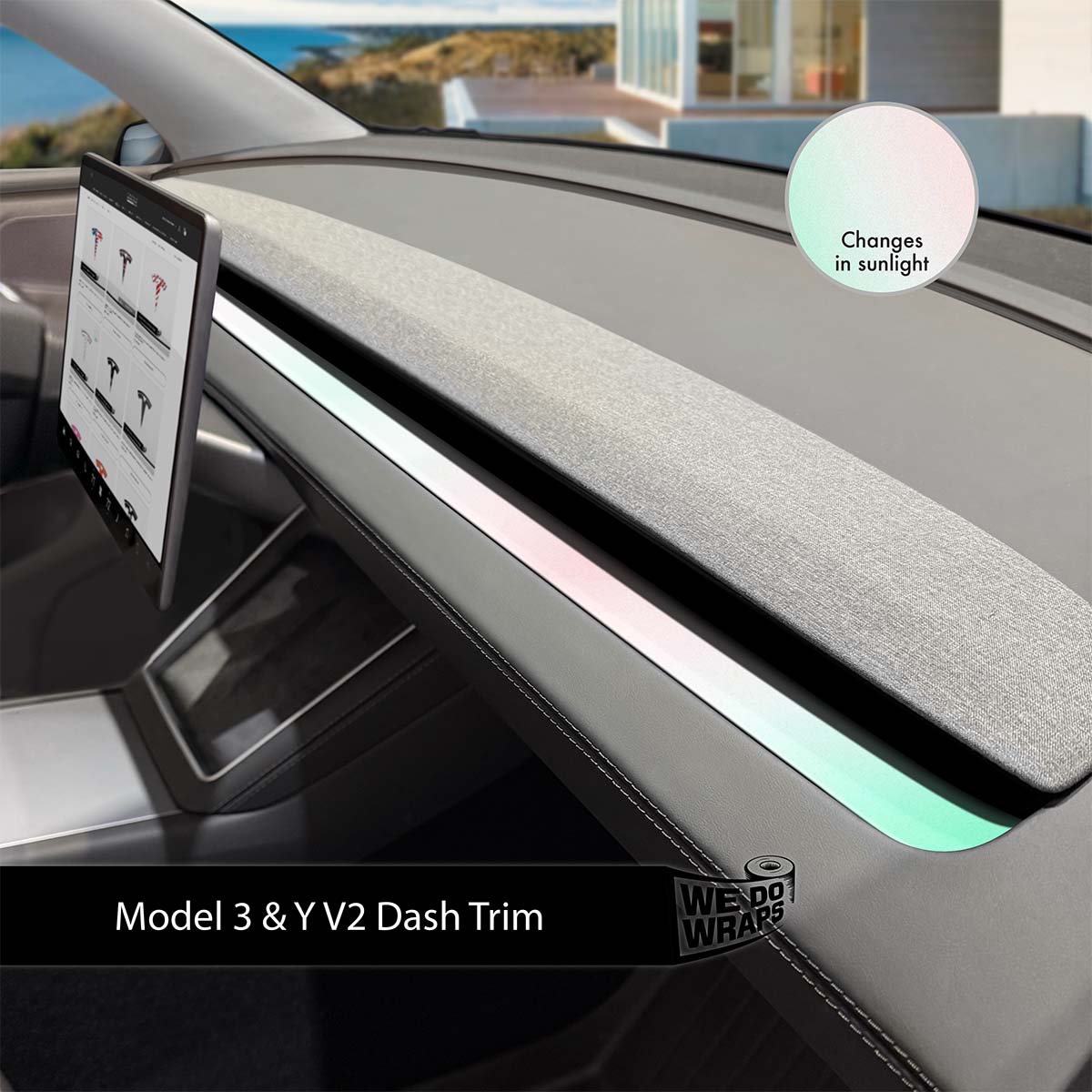 KPMF Matte Aurora Pearl Tesla Dash Trim Wrap | Model Y 2026