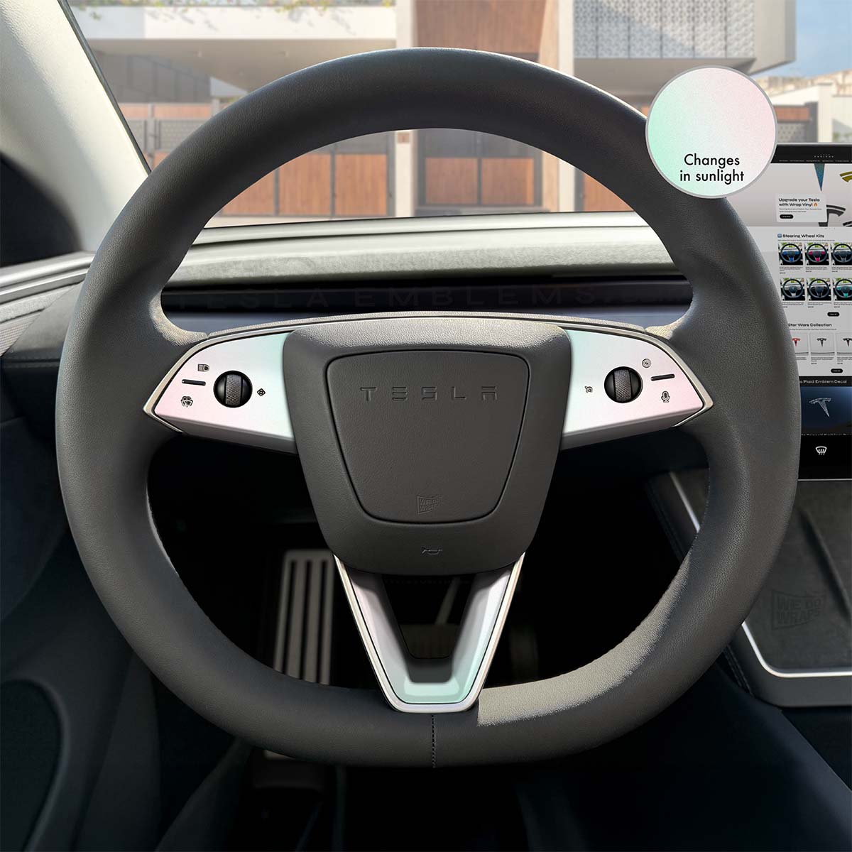 KPMF Matte Aurora Pearl Tesla Steering Wheel Trim Decal Kit | 3-piece Set | M3 Feb 2024-'25 Refresh