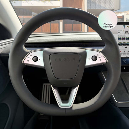 KPMF Matte Aurora Pearl Tesla Steering Wheel Trim Decal Kit | 3-piece Set | M3 Feb 2024-'25 Refresh