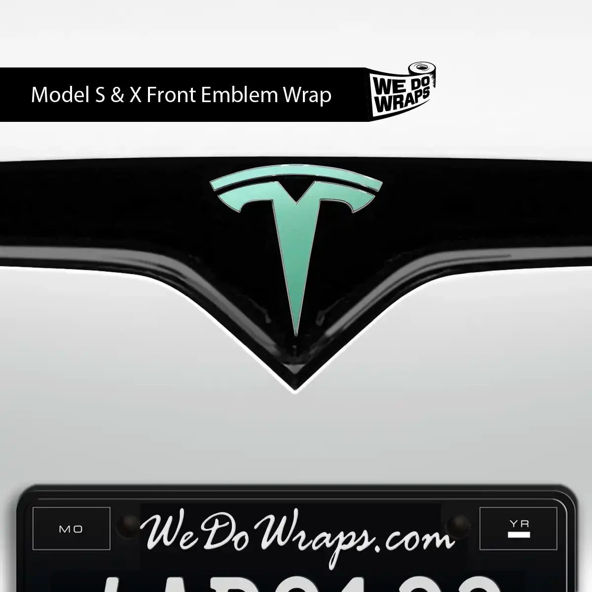 KPMF Satin Spearmint Tesla Emblem Decals (Front + Back) | Model S
