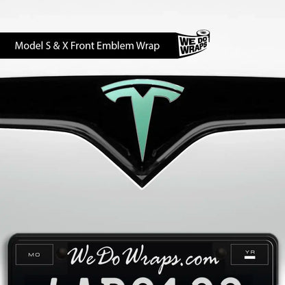 KPMF Satin Spearmint Tesla Emblem Decals (Front + Back) | Model S