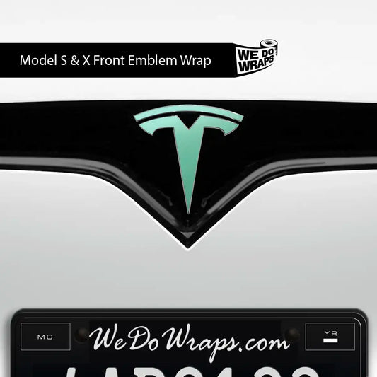 KPMF Satin Spearmint Tesla Emblem Decals (Front + Back) | Model S
