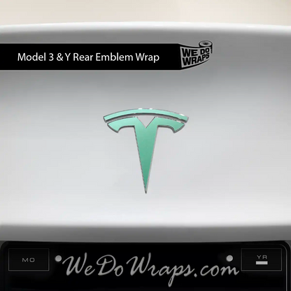 KPMF Satin Spearmint Tesla Emblem Decals (Front + Back) | Model Y