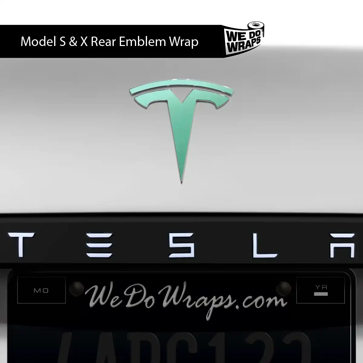 KPMF Satin Spearmint Tesla Emblem Decals (Front + Back) | Model S