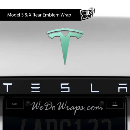 KPMF Satin Spearmint Tesla Emblem Decals (Front + Back) | Model S