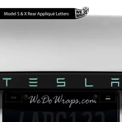 KPMF Satin Spearmint Tesla Emblem Decals (Front + Back) | Model S