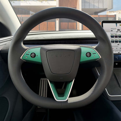 KPMF Satin Spearmint Tesla Steering Wheel Trim Decal Kit (3pcs) | MY 2026+ Refresh