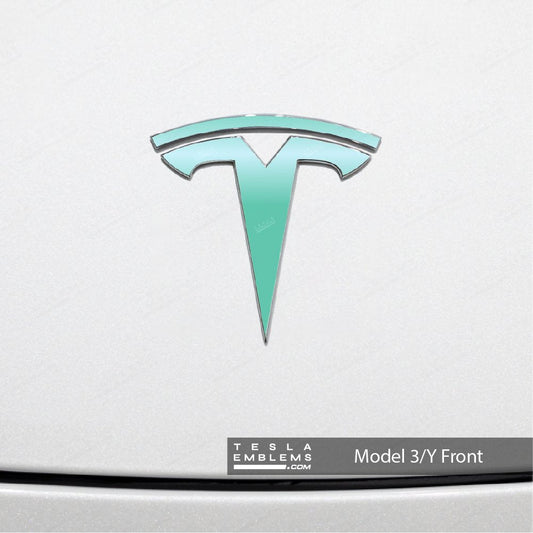 KPMF Satin Spearmint Tesla Emblem Decals (Front + Back)