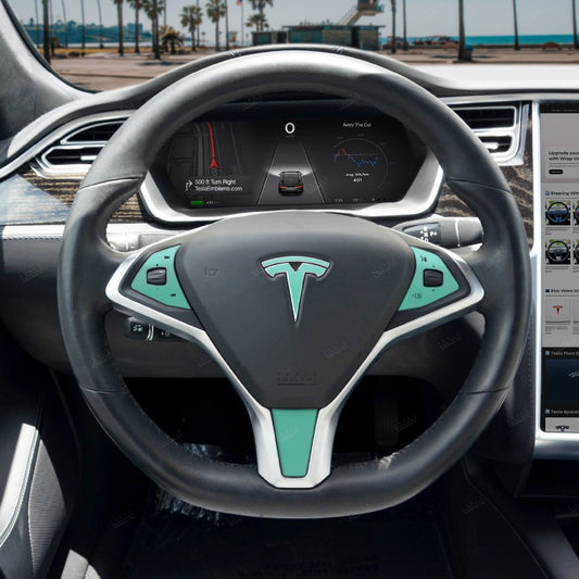 KPMF Satin Spearmint Tesla Steering Wheel Trim Decal Kit (4pcs) | MX 2015-'20