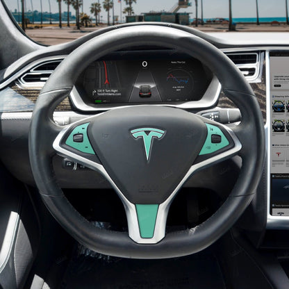 KPMF Satin Spearmint Tesla Steering Wheel Trim Decal Kit (4pcs) | MS 2012-Jan 2021