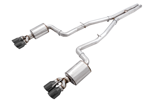 AWE Tuning Touring Edition Exhaust for 15 Challenger 6.4 / 6.2 SC - Non-Resonated - Diamond Black Quad Tips 3020-43082