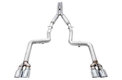 AWE Tuning Track Edition Exhaust for 15 Challenger 6.4 / 6.2 SC - Chrome Silver Quad Tips 3015-42136