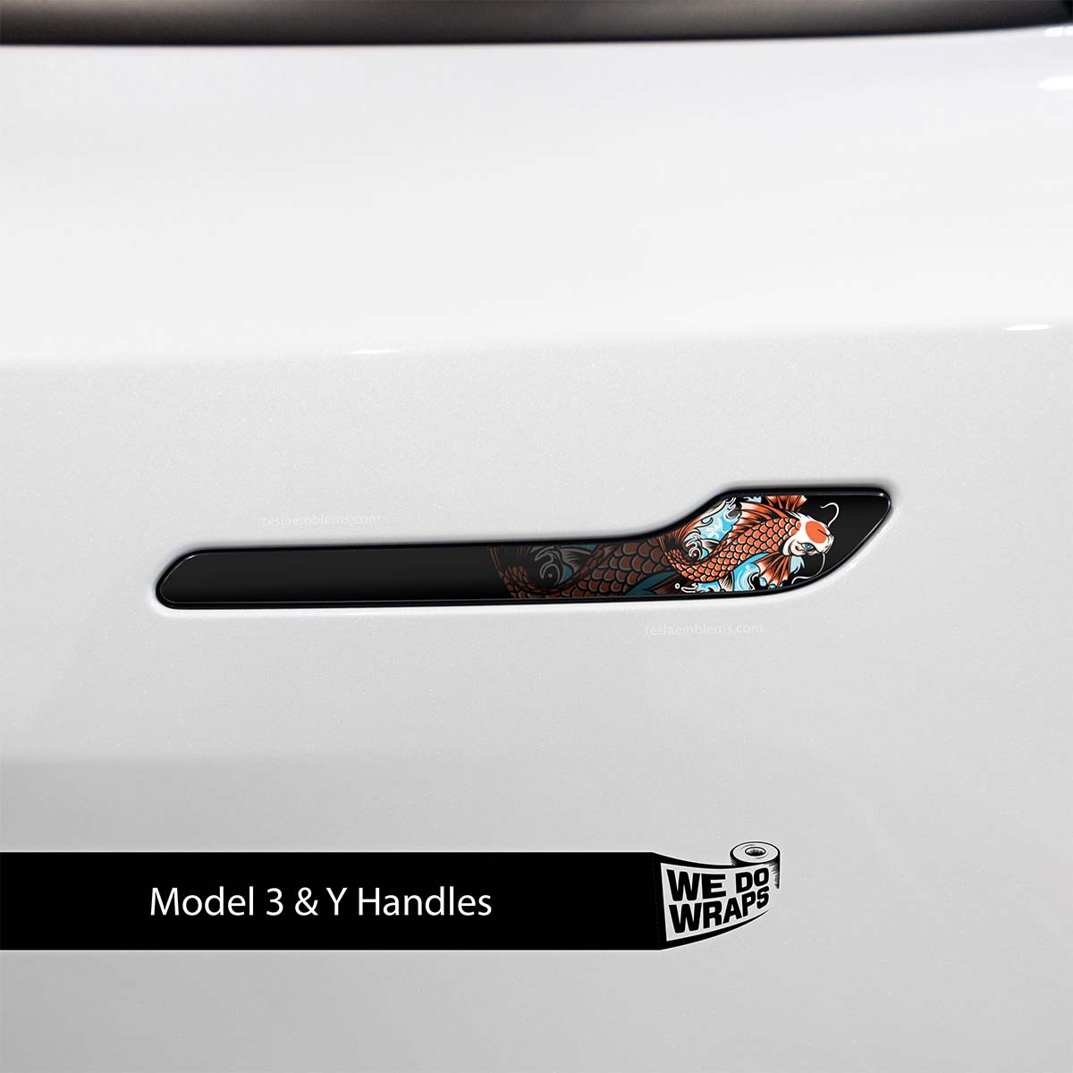 Koi Tattoo Art Tesla Door Handle Decals (4pcs)