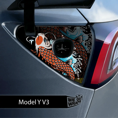 Koi Tattoo Art Tesla Charge Port Wrap | Model Y