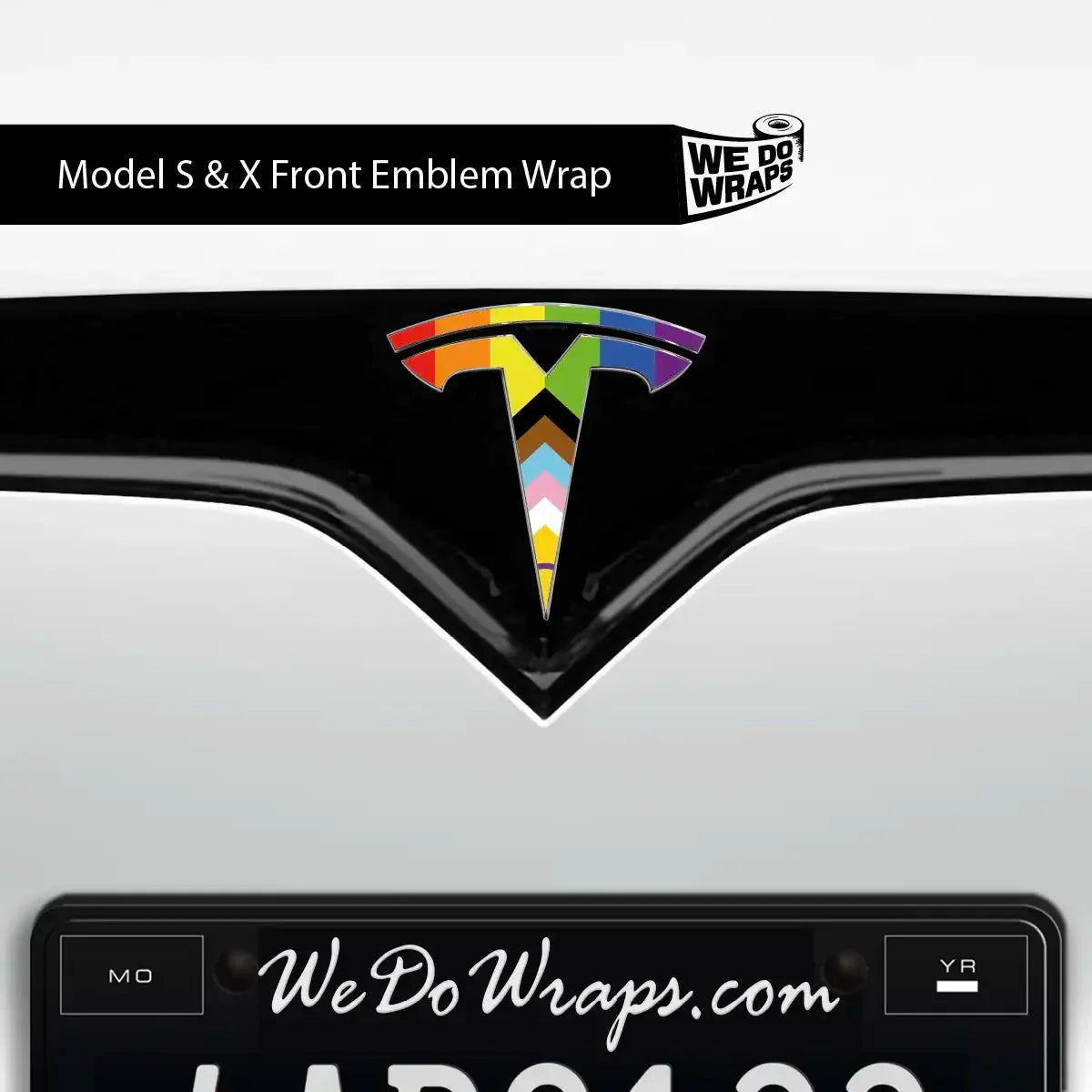 LGBTQ+ Pride Flag Tesla Emblem Decals (Front + Back) | Model X