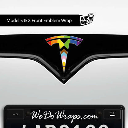 LGBTQ+ Pride Flag Tesla Emblem Decals (Front + Back) | Model X