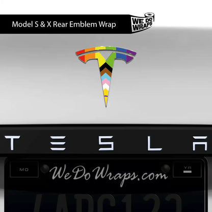 LGBTQ+ Pride Flag Tesla Emblem Decals (Front + Back) | Model X
