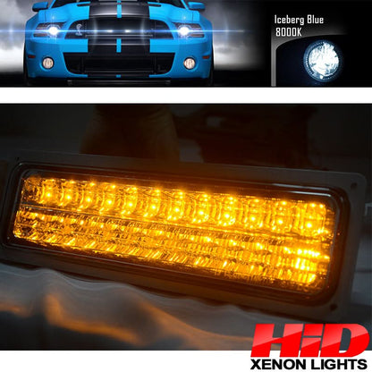 Fits 92-99 Chevy C10 Yukon Headlight Corner LED Bumper Lamp Smoked 8Pc