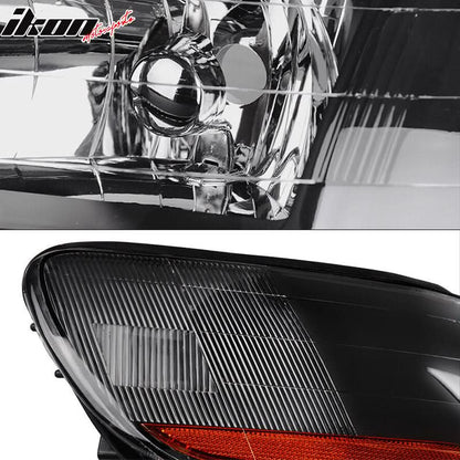 1998-2002 Honda Accord 2DR 4DR Black Driving Headlights Head Lamps