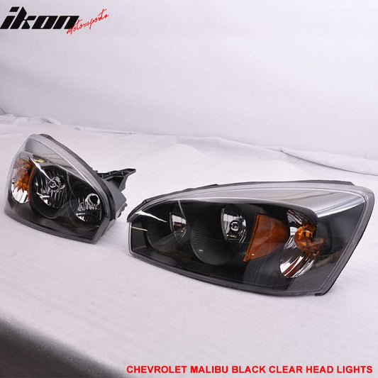 2004-2007 Chevy Malibu Headlights Lamp Clear Lens Amber Reflectors