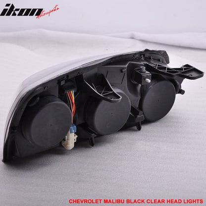 2004-2007 Chevy Malibu Headlights Lamp Clear Lens Amber Reflectors