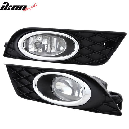 Fits 12-14 Honda Civic 4D & JDM Bumper Jdm Fog Light Lamp Pairs