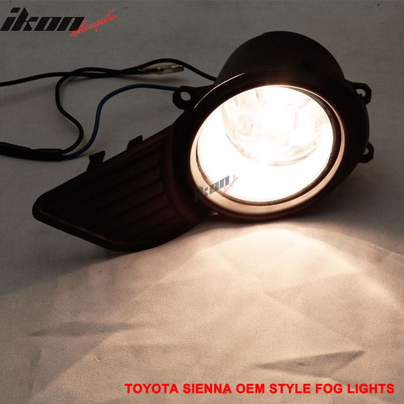 2011-2017 Toyota Sienna Chrome Housing Clear Len Fog Light & Covers