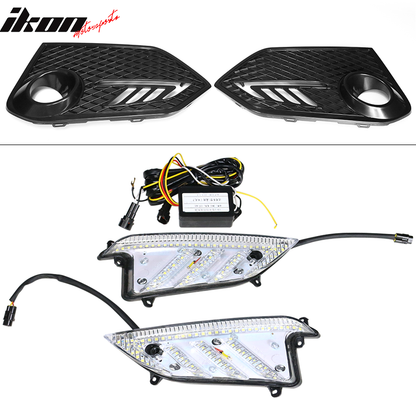 Fits 16-18 Honda Civic 10th-Gen TR Front Bumper Grille Foglight Cover
