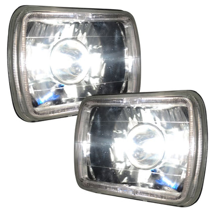 Universal 7x6 Square Projector White Halo Front Headlight Lamp H4 Bulb