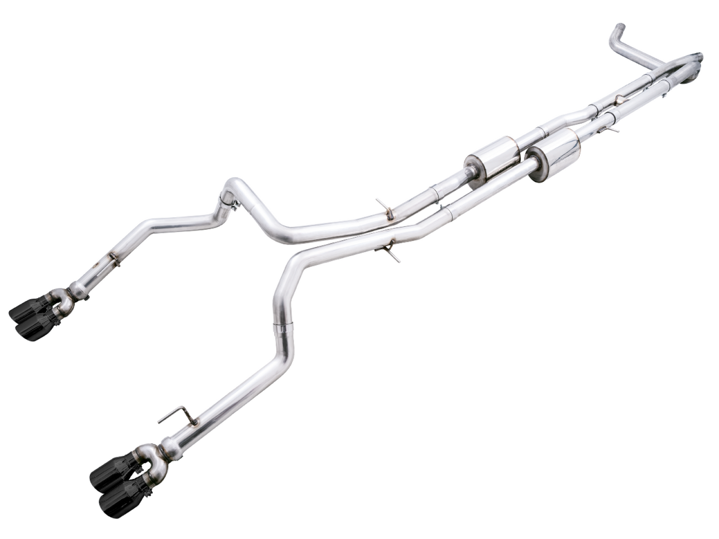 AWE Tuning 0FG Catback Split Rear Exit Exhaust for 4th Gen Silverado/Sierra 1500 6.2L (With Bumper Cutouts) - Quad Diamond Black Tips 3015-43204