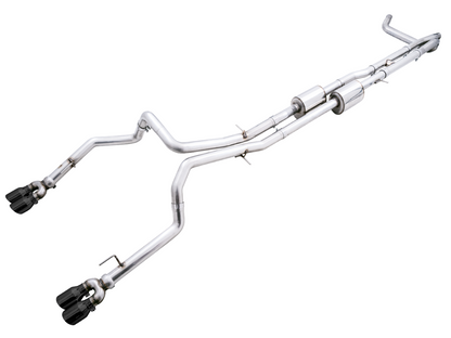 AWE Tuning 0FG Catback Split Rear Exit Exhaust for 4th Gen Silverado/Sierra 1500 6.2L (With Bumper Cutouts) - Quad Diamond Black Tips 3015-43204