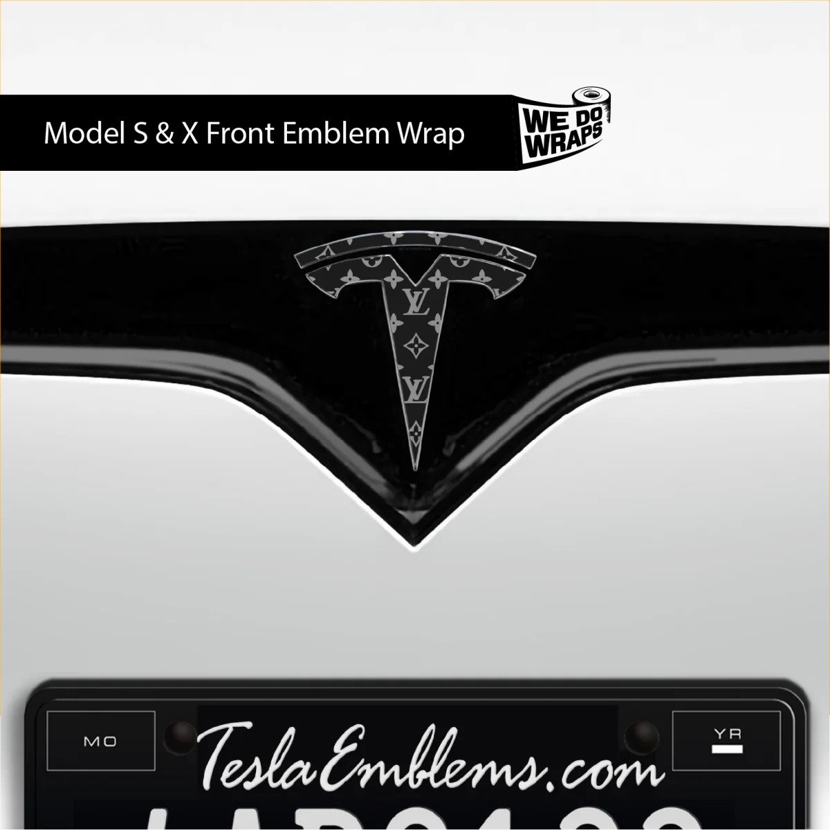 Designer LV Tesla Pattern Tesla Emblem Decals (Front + Back) | Model S