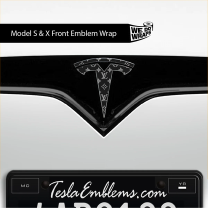 Designer LV Tesla Pattern Tesla Emblem Decals (Front + Back) | Model S