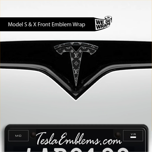 Designer LV Tesla Pattern Tesla Emblem Decals (Front + Back) | Model S