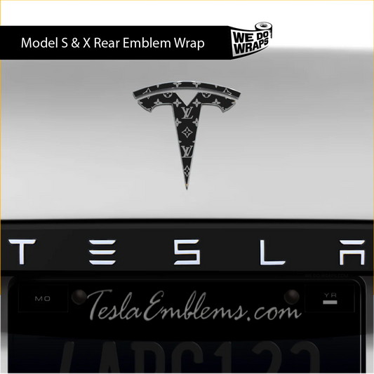 Designer LV Tesla Pattern Tesla Emblem Decals (Front + Back) | Model S