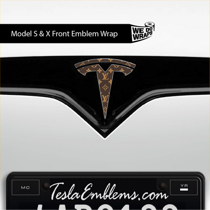 Designer LV Tesla Pattern Tesla Emblem Decals (Front + Back) | Model S