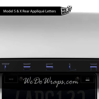 Blue Laser Sword Tesla Emblem Decals (Front + Back) | Model S