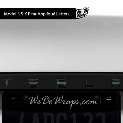 Green Laser Sword Tesla Emblem Decals (Front + Back) | Model S