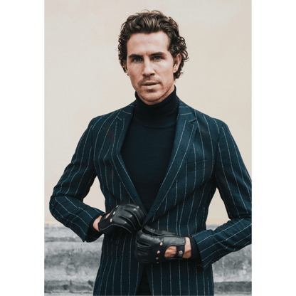 Leonardo (black) - Italian driving gloves made of American deerskin leather