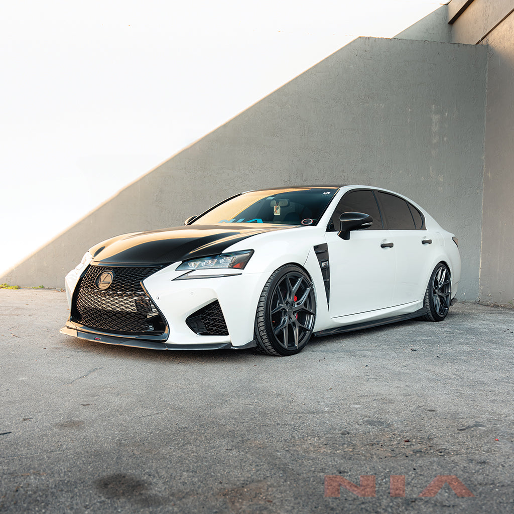 Lexus GS-F NIA Full lip Body Kit 5pcs (Front Splitter, Side Skirt Rockers, Rear apron spats)  2016-2020in ABS or Carbon Fiber