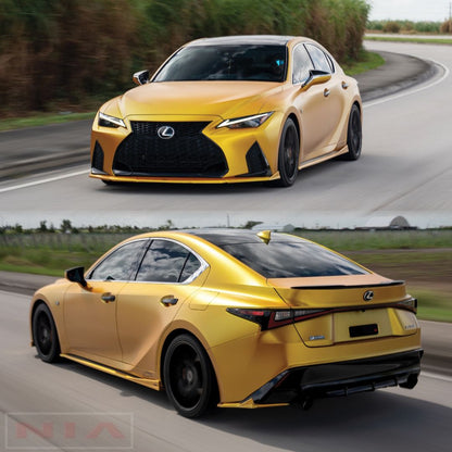 Lexus IS F-Sport NIA full splitter lip bodykit 5pcs (front lip, side skirts, rear apron spats) 2021-2025 in ABS or Carbon Fiber