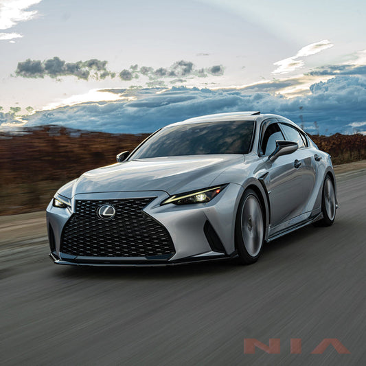 Lexus IS Base Model NIA full splitter lip bodykit 5pcs (front lip, side skirts, rear apron spats) 2021-2025 in ABS or Carbon Fiber