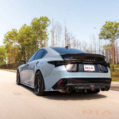 Lexus IS F-Sport NIA  Full lip Body Kit 6pcs (Front Splitter, Side Skirt Rockers, Rear apron spats, Diffuser Bumper Extension) 2021-2025 in ABS or Carbon Fiber